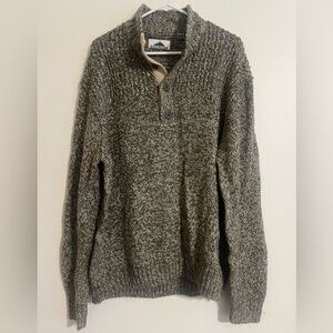 Rockingham Men's XXL Chunky Knit Pullover Sweater Gray Button Mock Neck Acrylic
